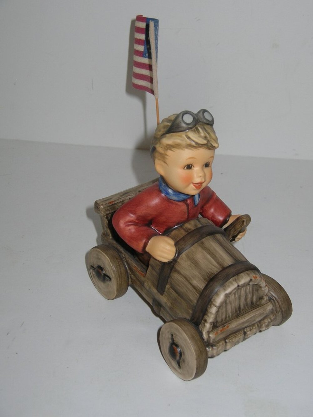 M I Hummel Figurine "American Spirit" Hum#2197  TMK8  5" Tall Racing Boy w/Flag
